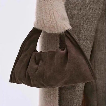 Suede Leather Boston Bag – Women's Luxury Shoulder Tote