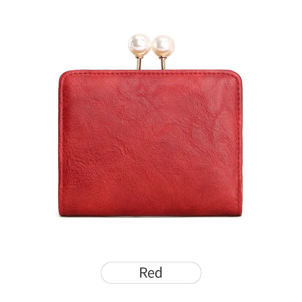 Pearl Kiss-Lock Women's Trifold Wallet – Large Capacity PU Leather