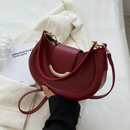 Leather Saddle Shoulder Bag – Designer Underarm Crossbody Purse for Women