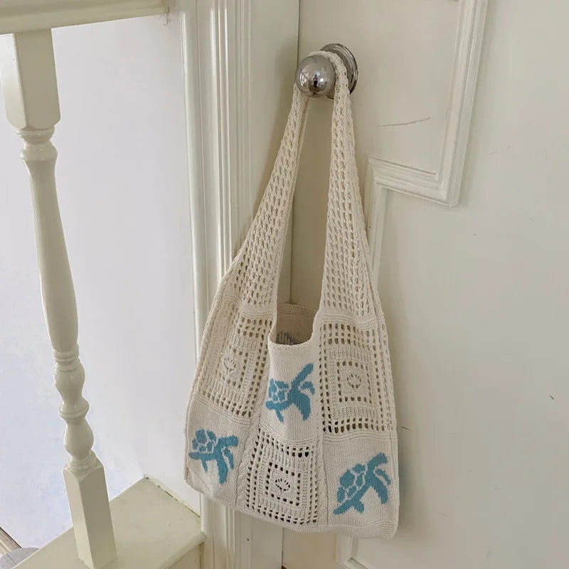Knitted Hollow Crochet Tote Bag – Women's Beach & Shoulder Bag
