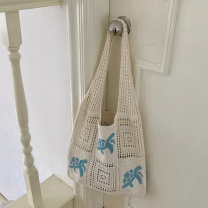 Knitted Hollow Crochet Tote Bag – Women's Beach & Shoulder Bag