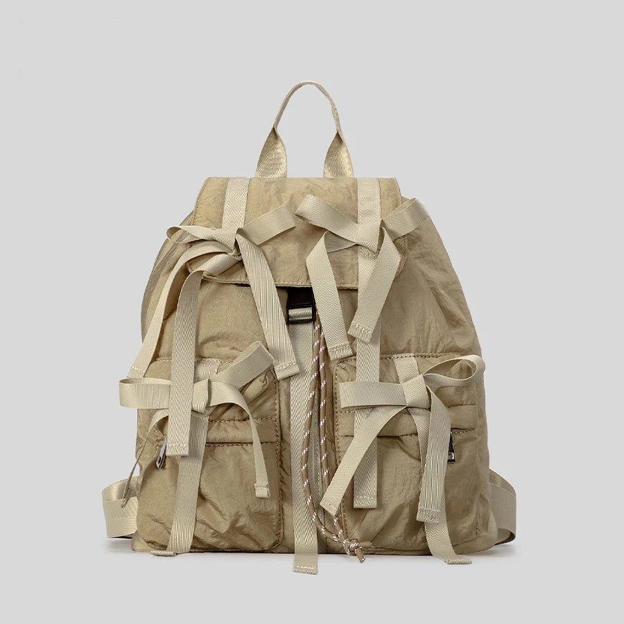 Bow Backpack for Women – Cute Puffy Casual Daypack