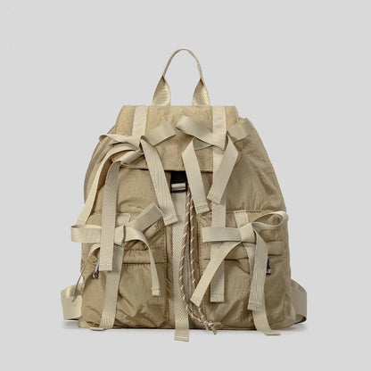 Bow Backpack for Women – Cute Puffy Casual Daypack
