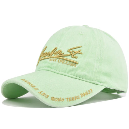 Washed Denim Baseball Cap – Bourbon St. New Orleans Embroidery