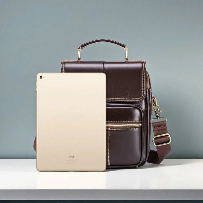 Genuine Leather Men's Crossbody Shoulder Bag – Vintage Style