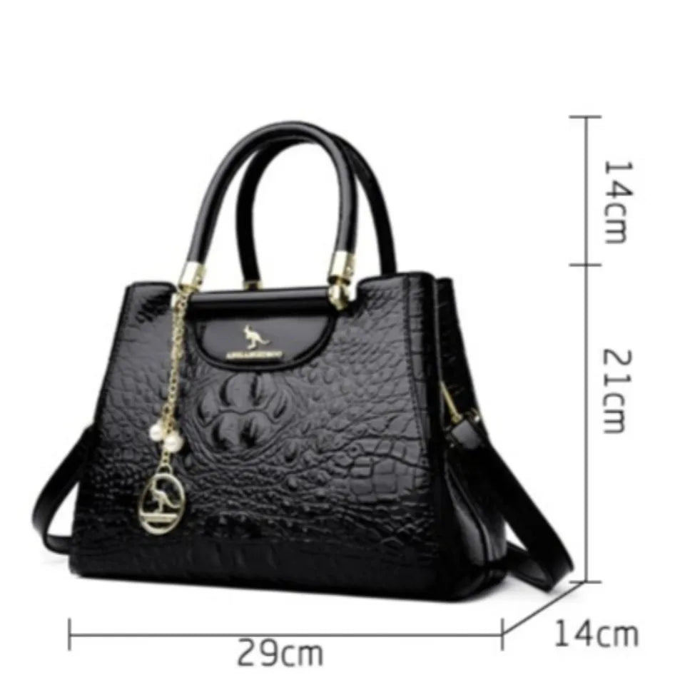 Crocodile Pattern Leather Handbag – Women's Large Capacity Shoulder Bag