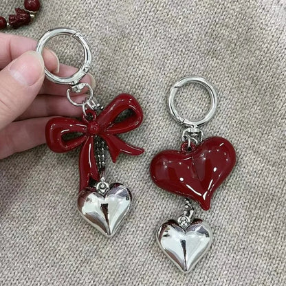 Heart Bow Keychain Bag Charm – Cute Acrylic Pendant for Women