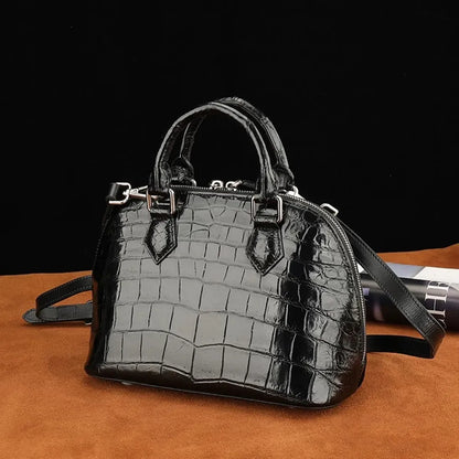 Genuine Crocodile Leather Shell Handbag for Women