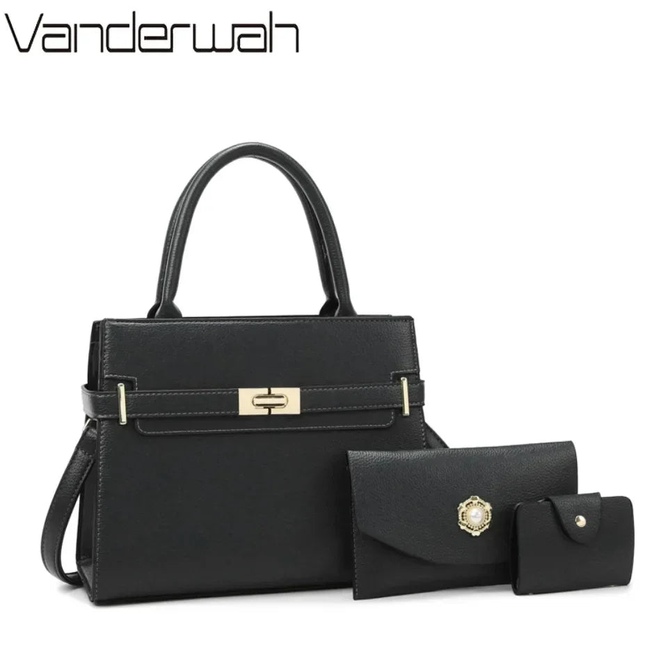 Women's Luxury Handbag Set – Shoulder, Crossbody & Coin Purse