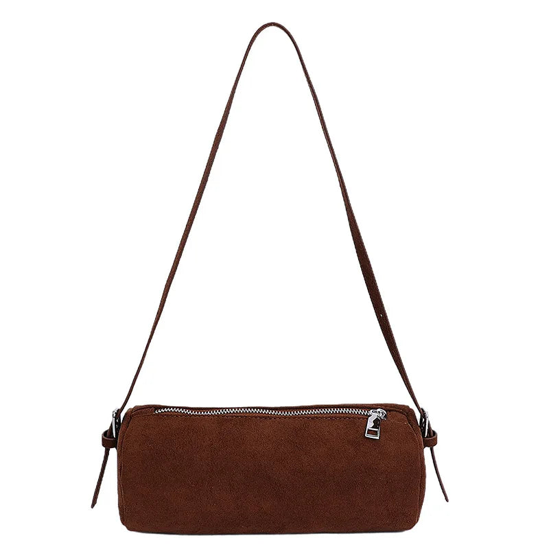 Suede Pillow Shoulder Bag Slouchy Hobo Crossbody Handbag