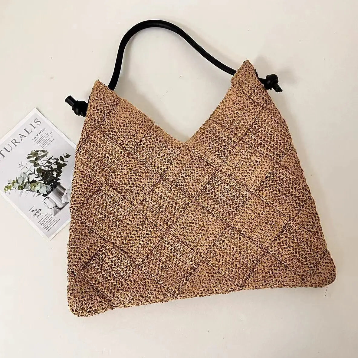 Women S Shoulder Bags Casual Cotton Thread Wicker Woven Ladies Handmade Totes Large Capacity Summer