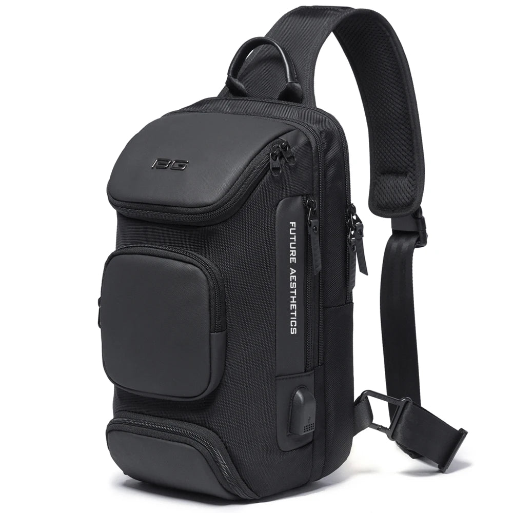BANGE Men's Anti-Theft Crossbody Sling Bag with USB Charging Port