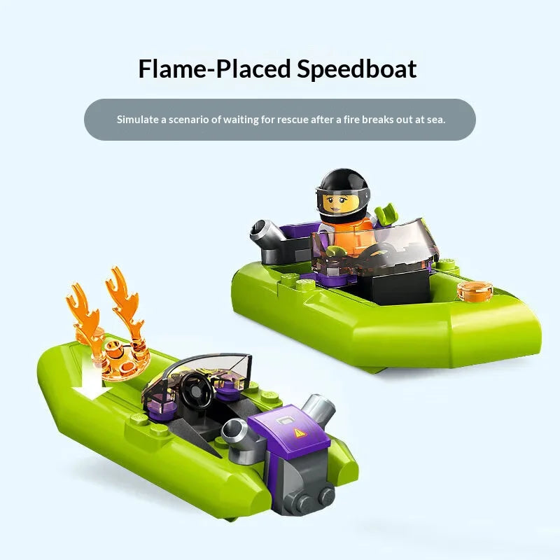 LEGO City Fire Rescue Boat 60373 – 144-Piece Building Set for Kids 5+
