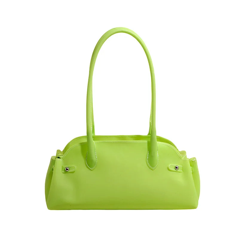 Women's PVC Shoulder Bag Solid Color Casual Tote Handbag