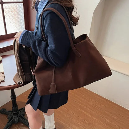 Large Capacity Faux Suede Tote Bag – Women's Shoulder Handbag