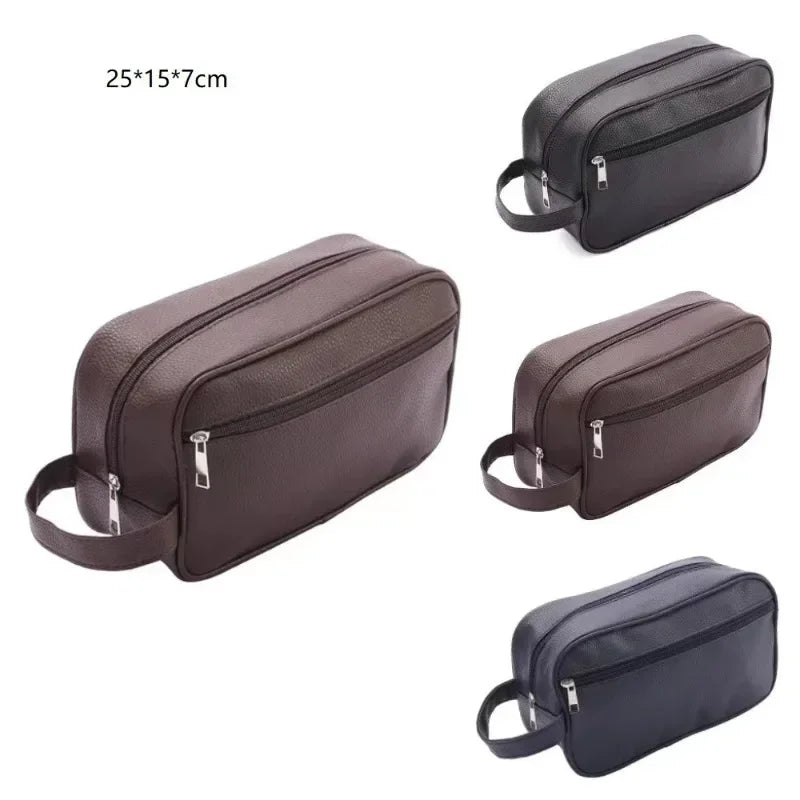 Men's Waterproof Travel Toiletry Bag – PVC Lychee Pattern Dopp Kit