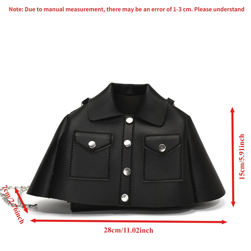 Jacket-Shaped Crossbody Bag – Novelty PU Leather Chain Shoulder Bag, Korean Style