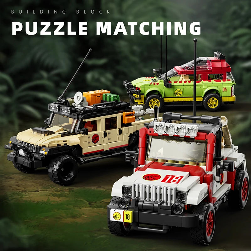 Jurassic Dinosaur Off-Road Vehicle MOC Building Blocks 3-in-1