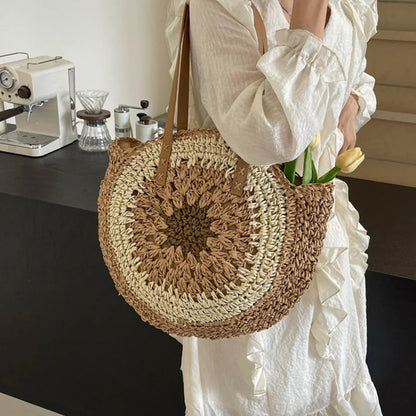 Handmade Straw Woven Tote Bag – Large Capacity Beach Shoulder Bag