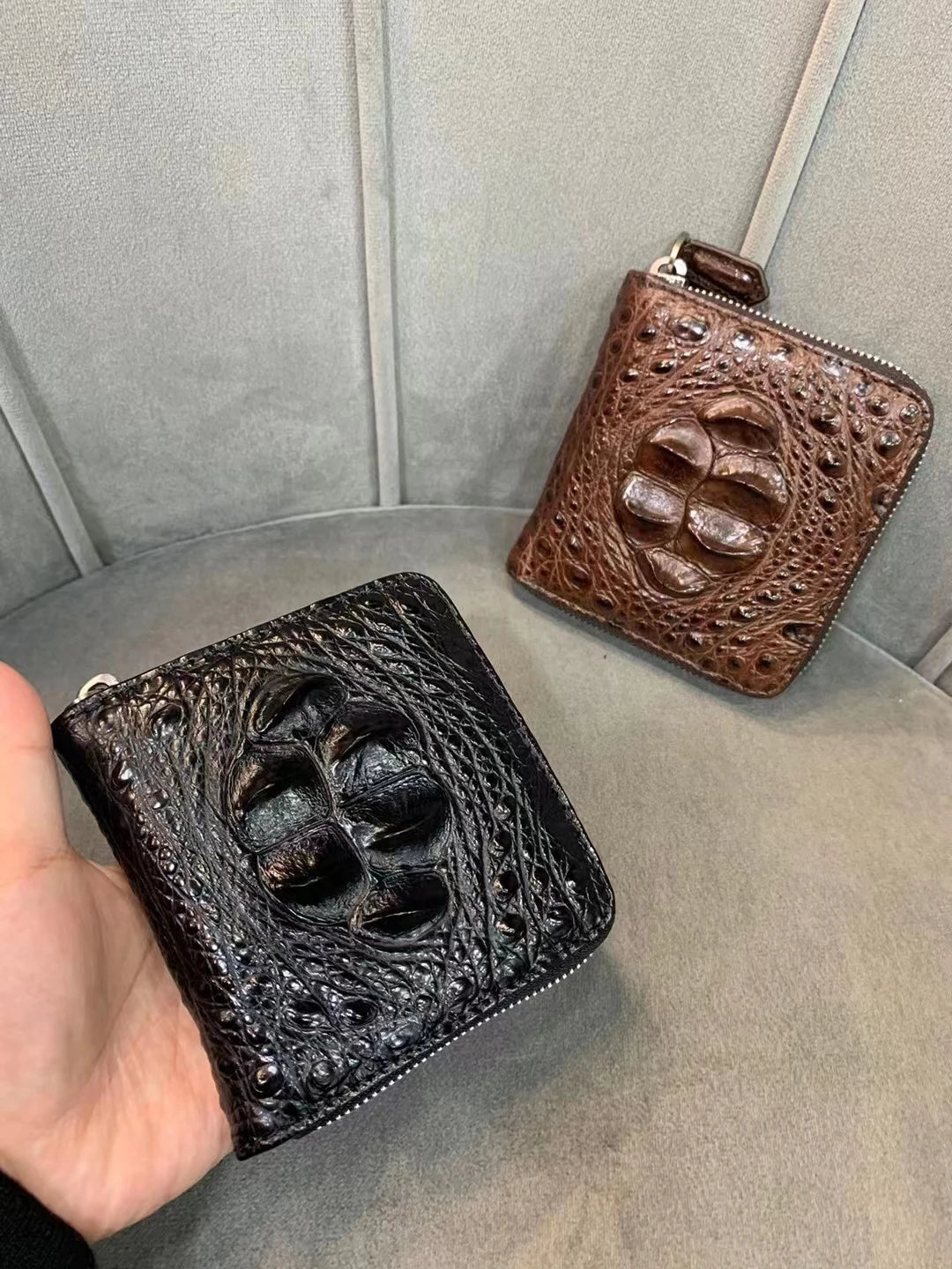 Luxury Crocodile Leather Zipper Wallet for Men