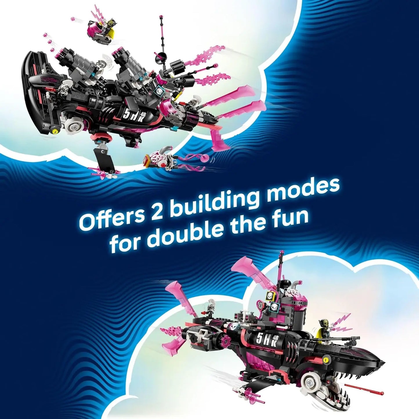 LEGO DREAMZzz 71500 Nightmare Shark Submarine – 1413-Piece 2-in-1 Building Set