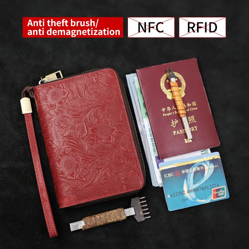 RFID Blocking Leather Passport Wallet & Card Holder