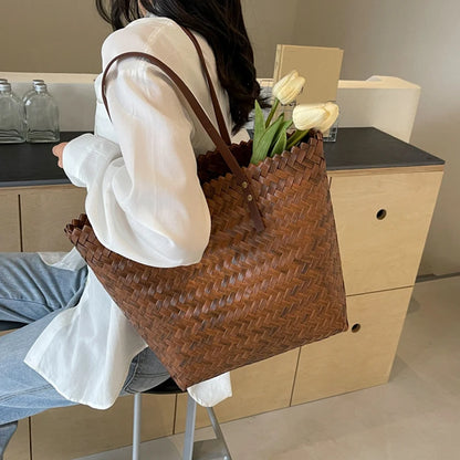 Rattan Woven Tote Bag – Large Capacity Women Beach & Travel Bag