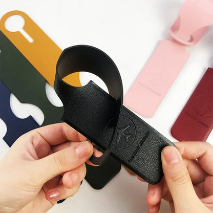 PU Leather Luggage Tag with Name ID Address Label