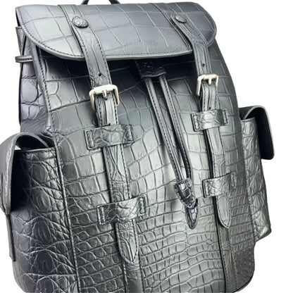Crocodile Leather Backpack – Luxury Large Unisex Travel Bag