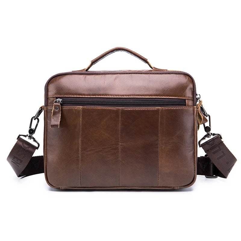 Men's Genuine Leather Crossbody Bag – Retro Cowhide Square Satchel