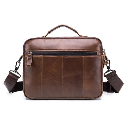 Men's Genuine Leather Crossbody Bag – Retro Cowhide Square Satchel