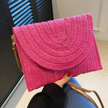 Straw Crossbody Bag for Women – Handwoven Envelope Purse