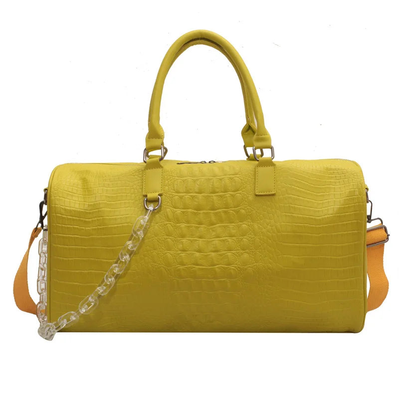 Crocodile Pattern PU Leather Travel Duffle Bag for Women