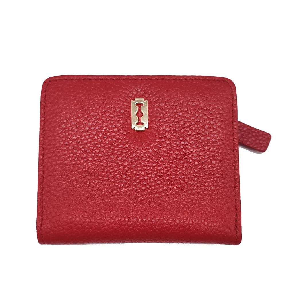 Women's Genuine Cowhide Leather Small Wallet with Multiple Card Slots
