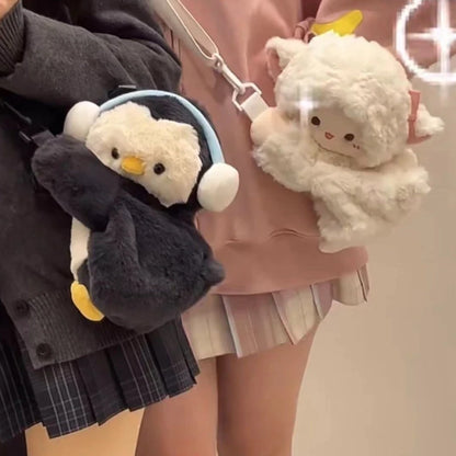 Plush Kawaii Crossbody Bag – Cute Fluffy Animal Shoulder Bag for Women