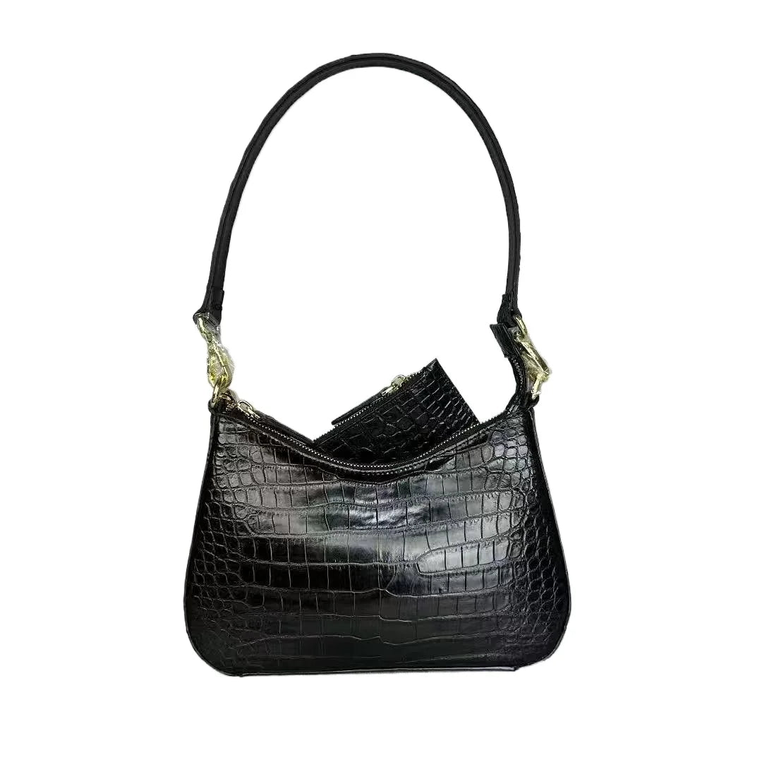 Crocodile Leather Shoulder Bag – Women's Luxury Underarm Handbag
