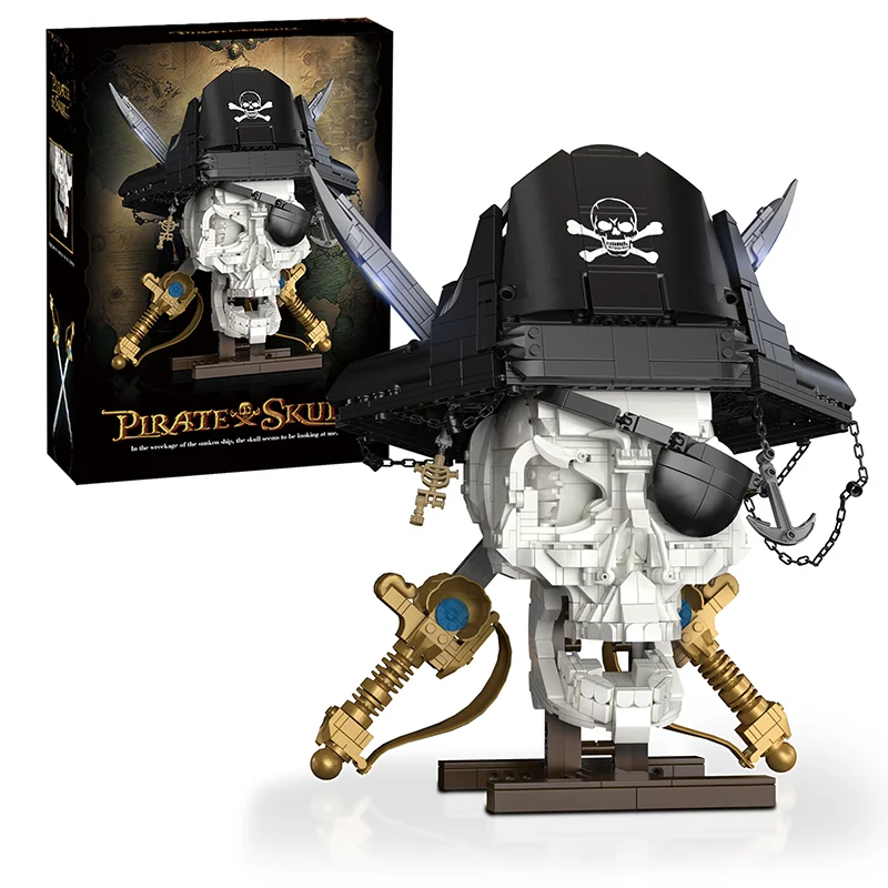 Pirate Skull MOC Building Block Set 1,100 Pcs Skeleton Display Model