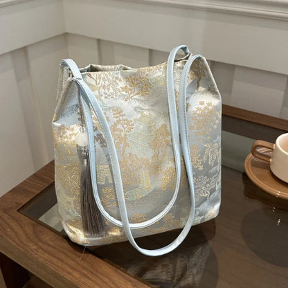 Chinese Style Temperament Elegant Advanced Retro Tote Bag Large Capacity All-Match Handbags Women S