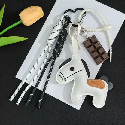 Leather Horse Keychain Phone Bag Charm – Creative Pouch Pendant Accessory