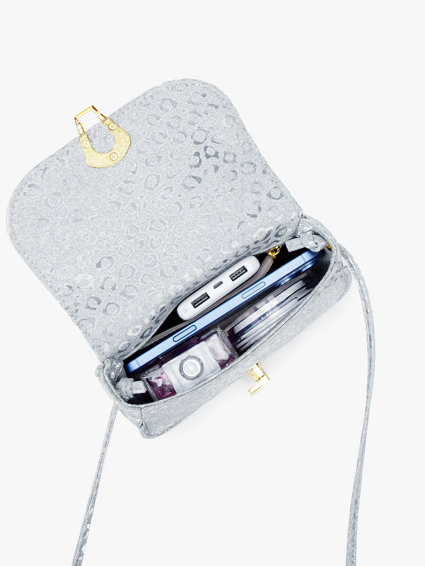 Sparkling Silver Mini Crossbody Bag for Women – Luxury PU Leather