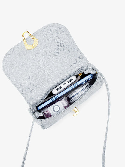 Sparkling Silver Mini Crossbody Bag for Women – Luxury PU Leather