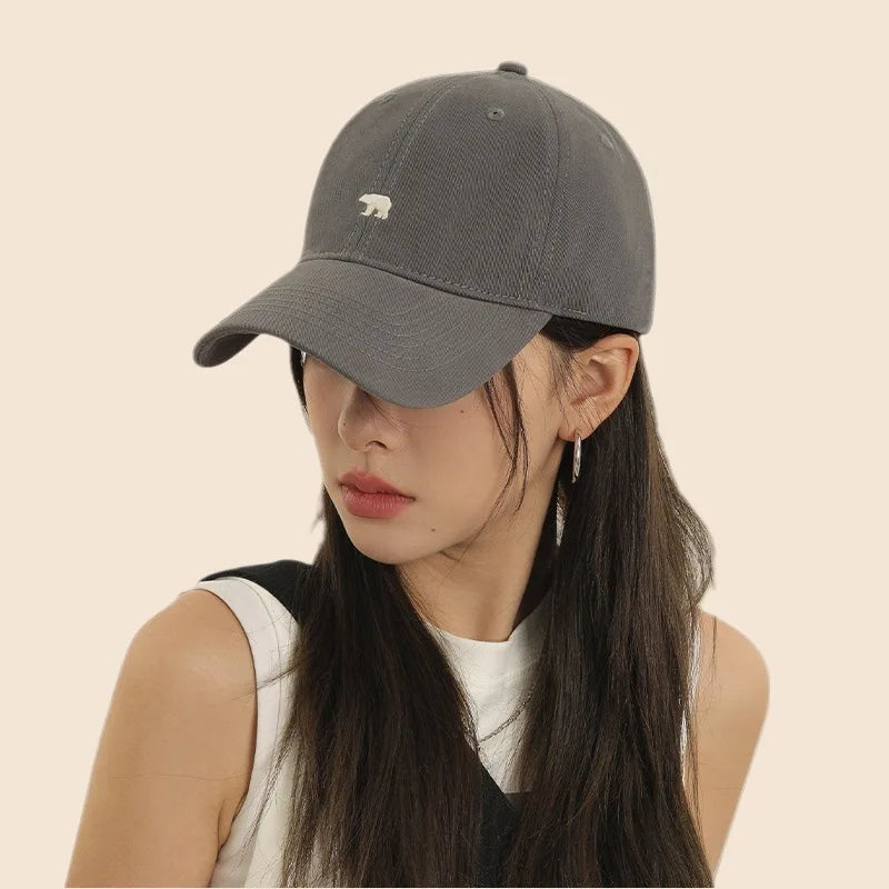 Bear Embroidered Baseball Cap – Unisex Wide Brim Dad Hat
