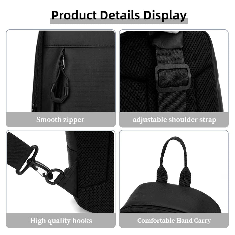 Sling Chest Bag for Men with USB Port – Crossbody Pack