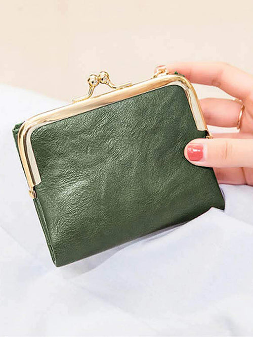 Women's Retro Kiss-Lock Coin Purse with Multi-Card Slots