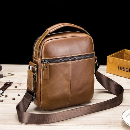 Men's Genuine Leather Crossbody Bag – Retro Cowhide Shoulder Bag