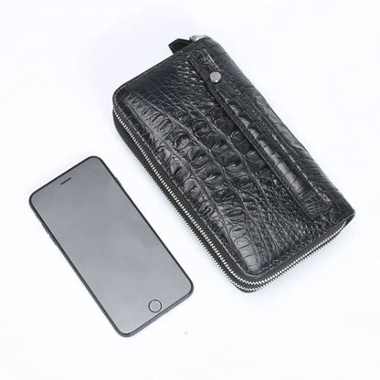Crocodile Leather Men's Clutch – Double Zipper Business Handbag