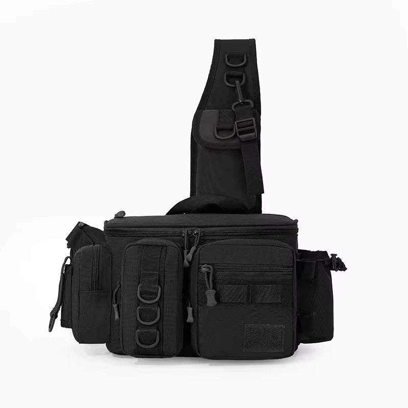 Tactical Fishing Tackle Bag with Rod Holder – Outdoor Waist Pack