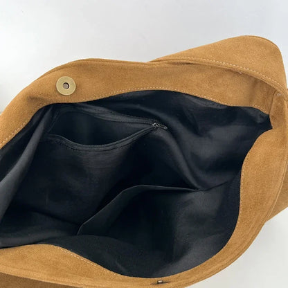 Women's Large Shoulder Tote Bag – Casual Suede-Look Handbag