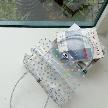 Polka Dot PVC Transparent Shoulder Bag – Waterproof Lock Handbag
