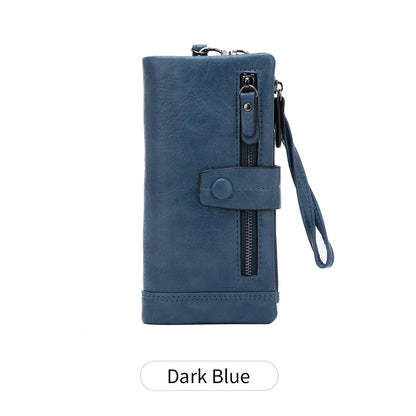 RFID Blocking Long Wallet – Women's Large Capacity Trifold Purse